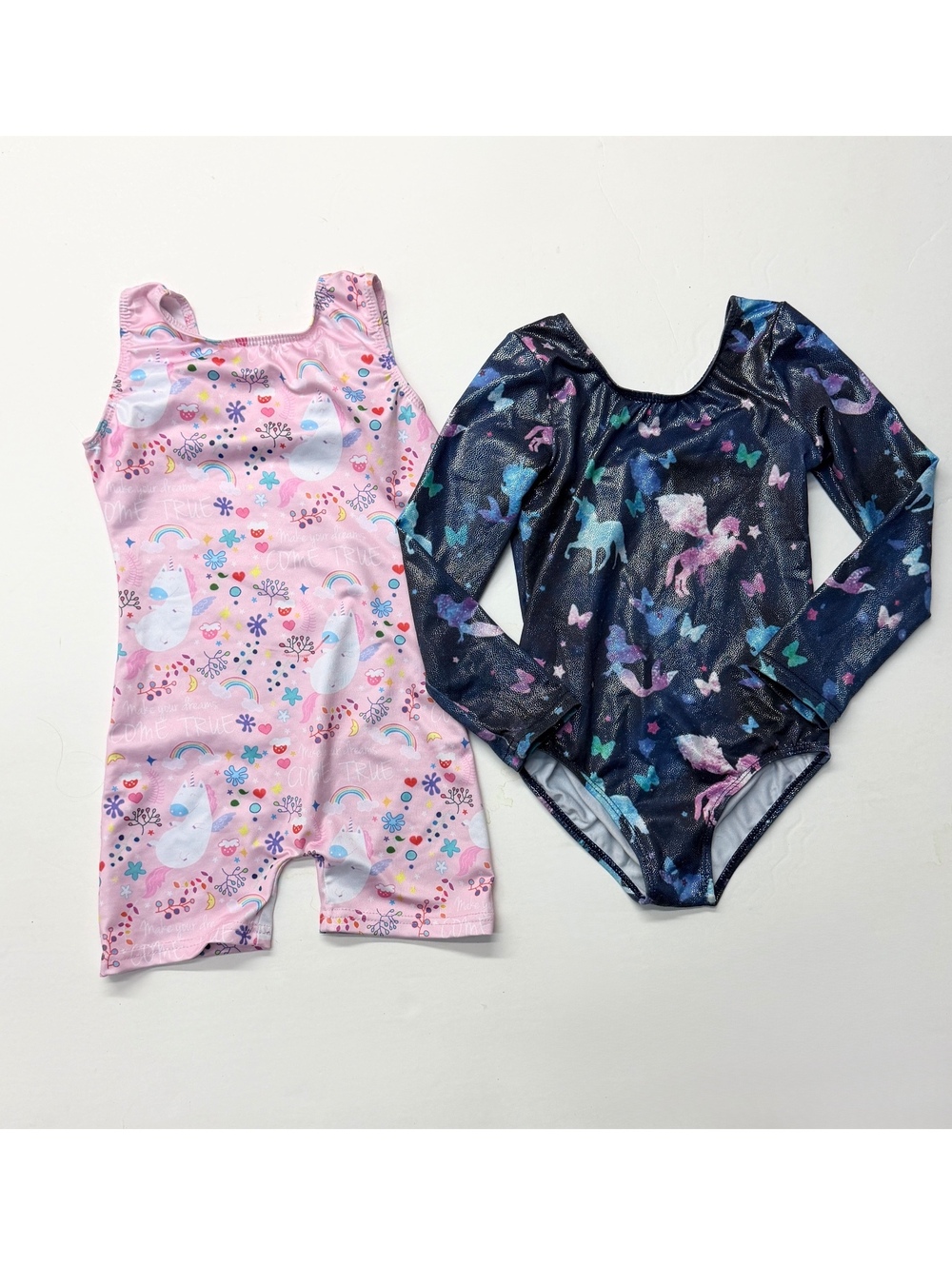 Gymnastics Dance Leotard Bundle Unicorn Rainbow Print Lot of 2 Size 5
